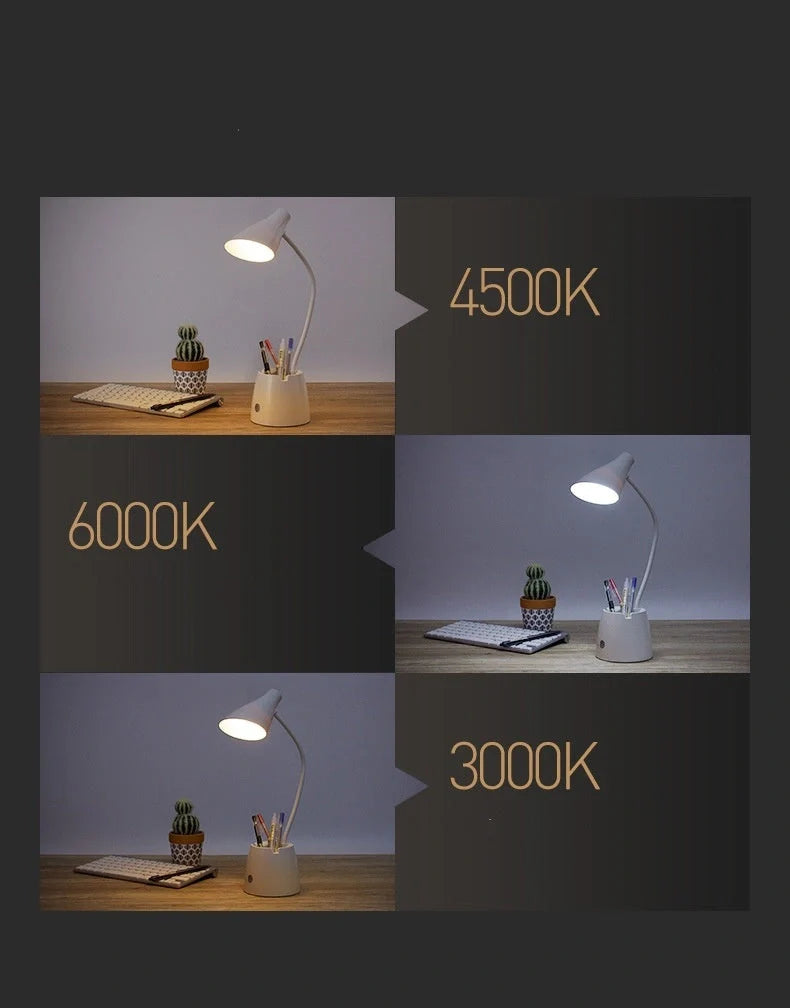 LED folding table lamp with adjustable color temperature for eye protection