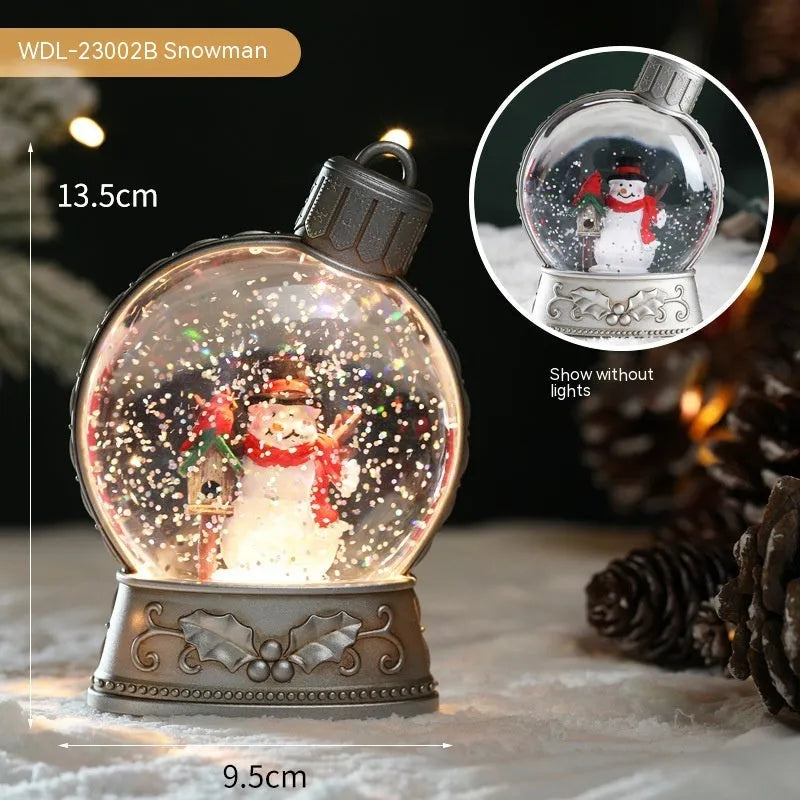 LED Christmas scene light decoration with battery power showing multiple character designs
