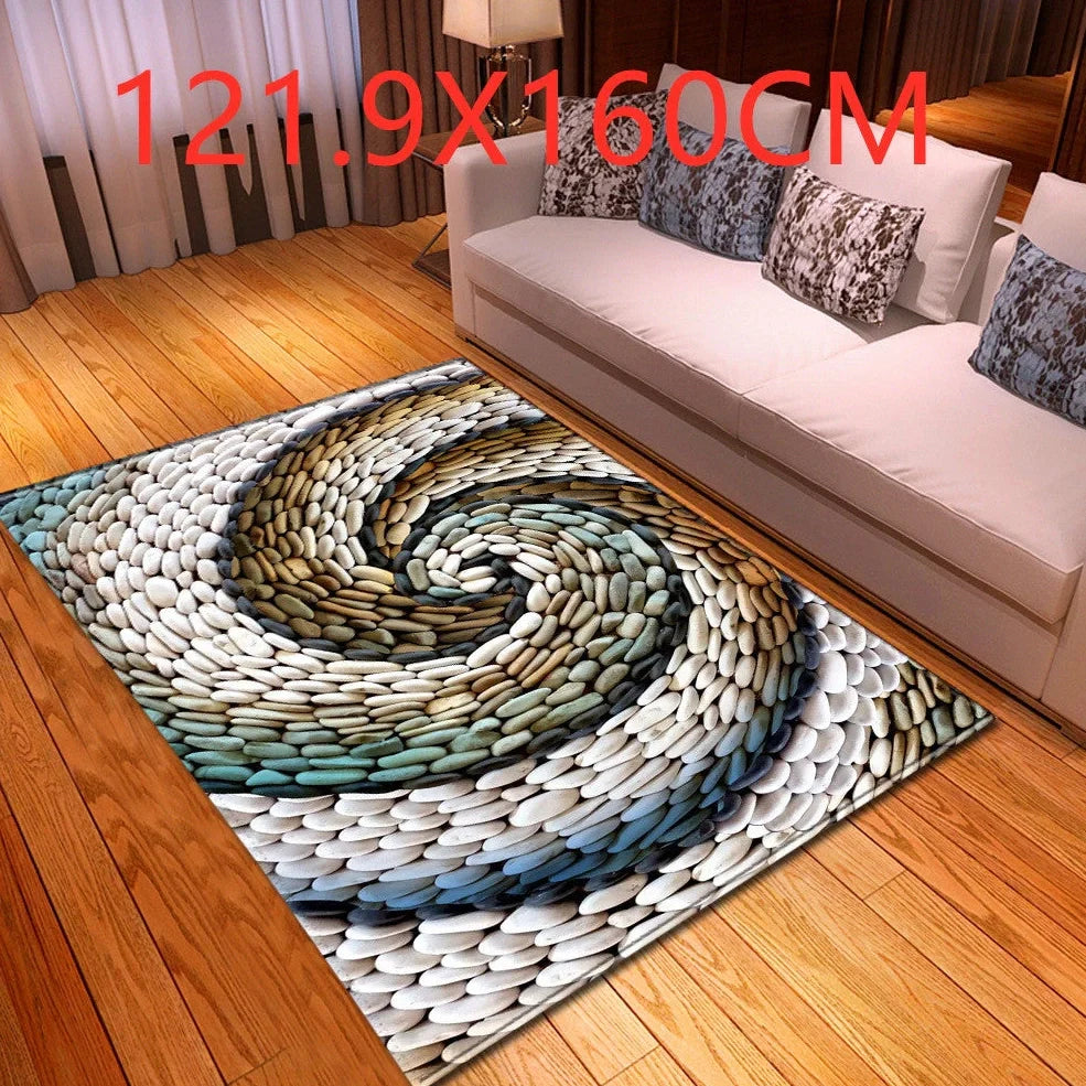 Rectangular polyester fibre carpet with marble pattern in 121.9x160cm and 50x80cm sizes