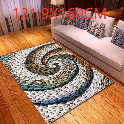Rectangular polyester fibre carpet with marble pattern in 121.9x160cm and 50x80cm sizes