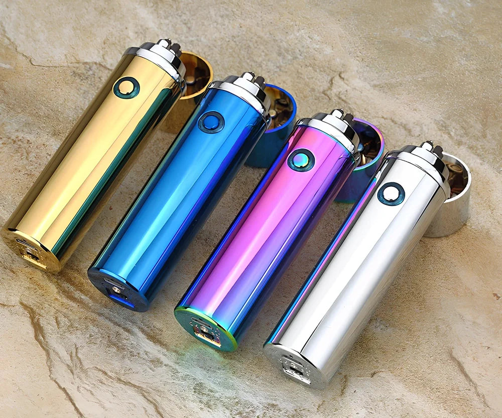 Black electric arc lighter pipe with four-headed windproof design and USB charging port