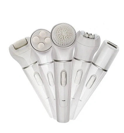 5-in-1 Portable Skin Care Electric Massager with Facial Brush and interchangeable heads