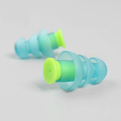Light blue silicone anti-noise travel earplugs for noise reduction and hearing protection