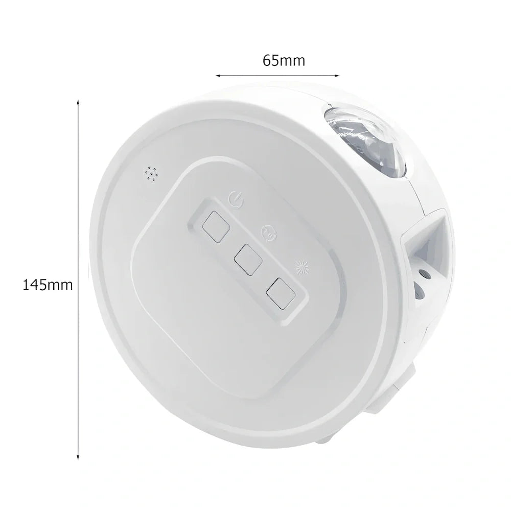 USB star projection light with voice control showing rotating mechanism and star pattern projection