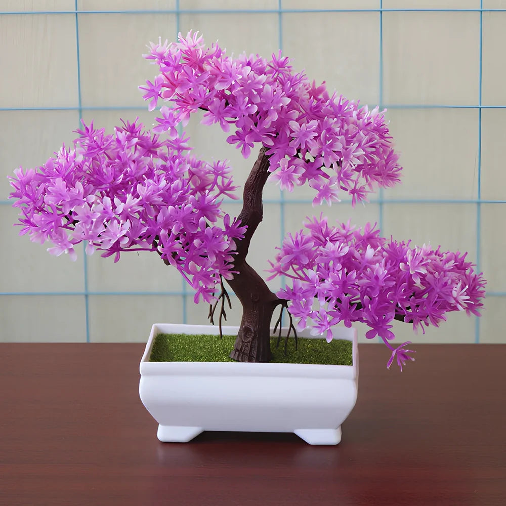 Decorative artificial plant bonsai with 19cm height and 25cm width in seven colour options