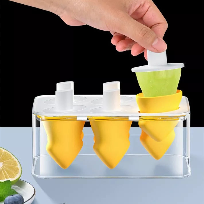 Summer Homemade Ice Cream Popsicle Silicone Cube Mold in green and yellow