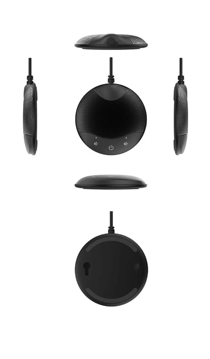 Black USB condenser microphone for conference calls and gaming with compact 9cm design