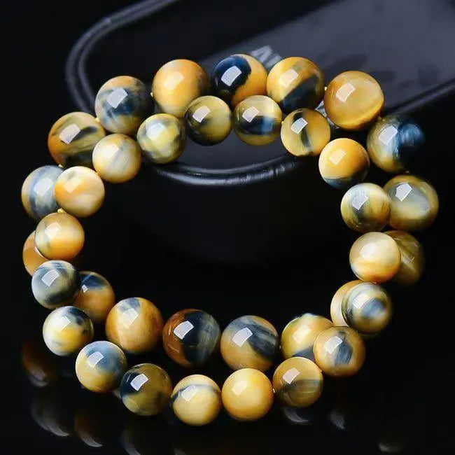 Fantasy Tiger Eye Bracelet 10mm Agate Stone Beaded Unisex Jewellery with Geometric Round Beads Natural Style Single Circle Design for Men and Women
