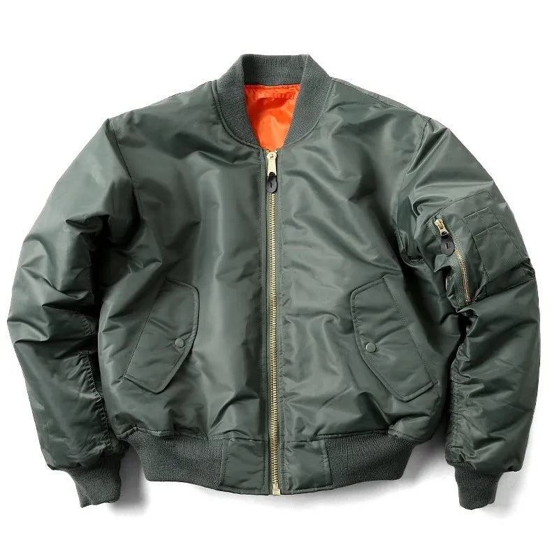 American Workwear Pilot cotton-padded jacket in army green with loose-fit design and double-sided wear-resistant nylon fabric