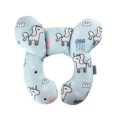 Baby U-shape pillow with cartoon pattern for neck support during travel