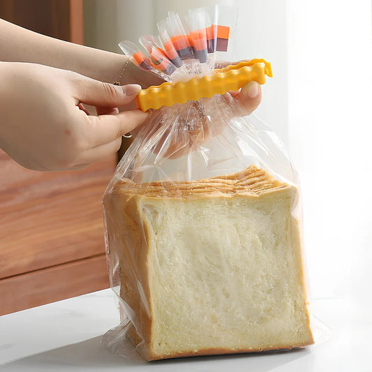 Korean style plastic food sealing clips in 12-pack set with refrigerator organisation stickers