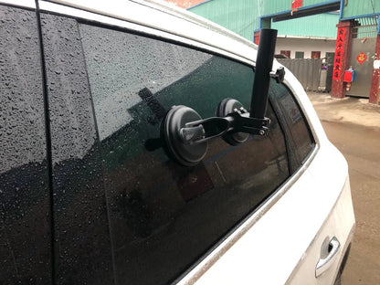 Black off-road car sucker base with round rubber suction cup for vehicle window mounting