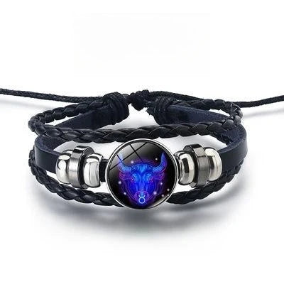 Luminous zodiac bracelet with glow-in-the-dark astrological symbols for stylish nightlight fashion