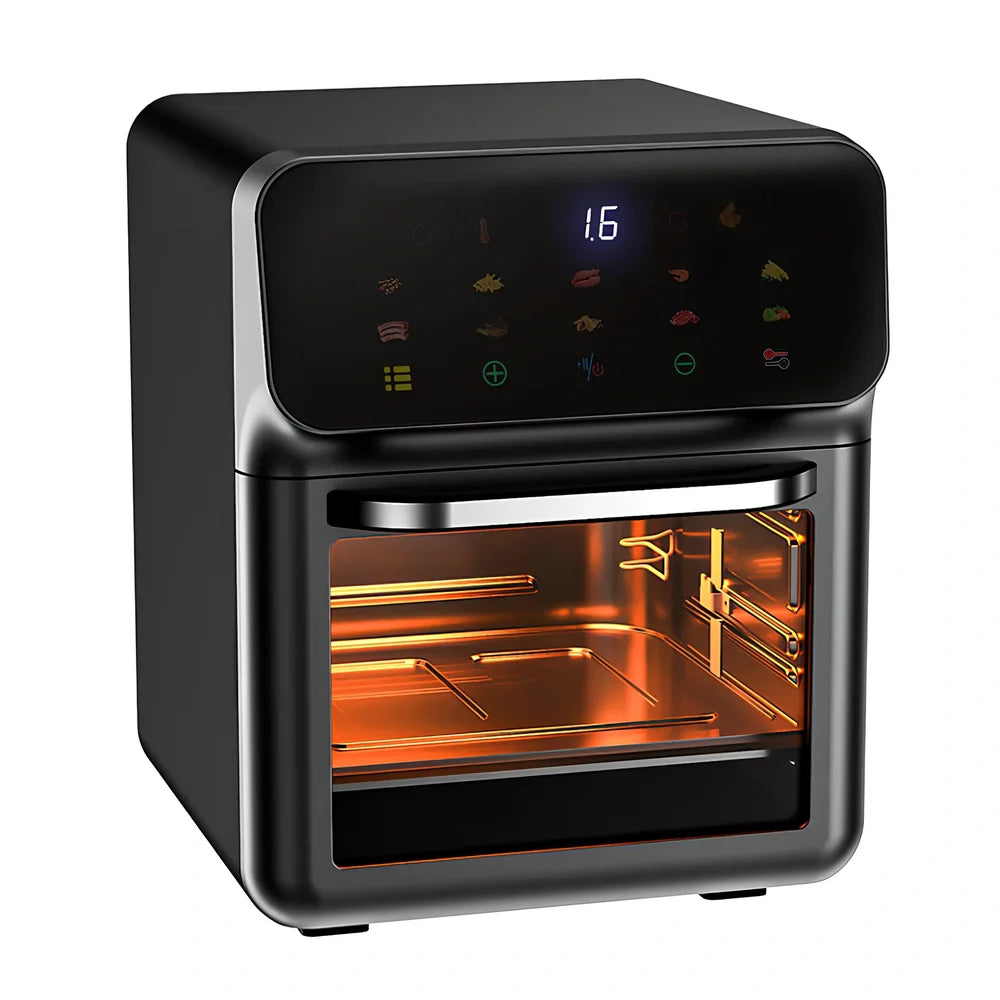 Black 6L visual intelligent air fryer with EU plug, 1350W power for family cooking