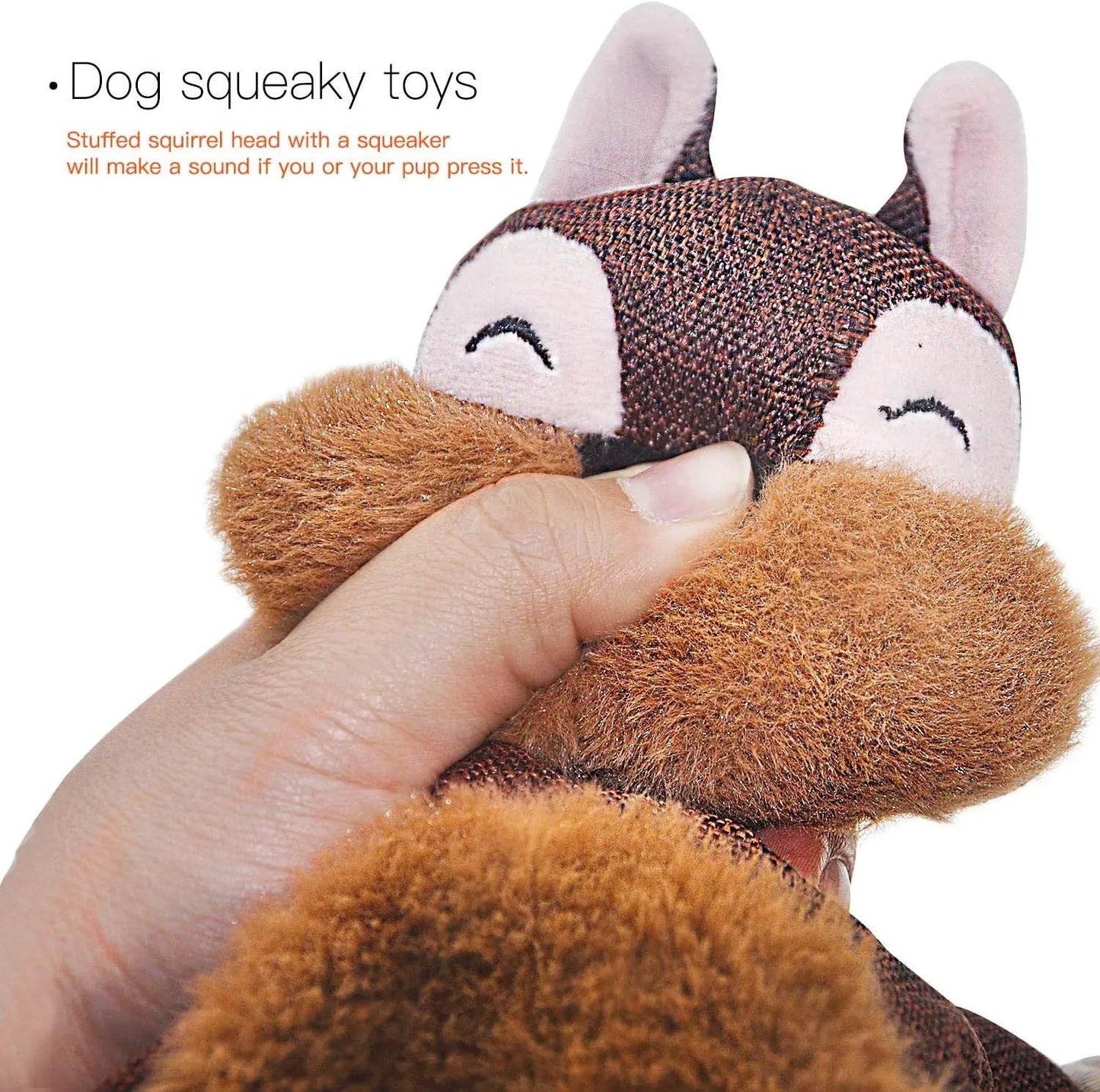 Brown stuffless fox plush dog toy with cotton rope limbs and embroidered eyes