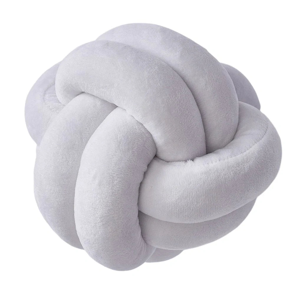 Knotted Plush Ball Design Round Throw Pillow in various colors and sizes