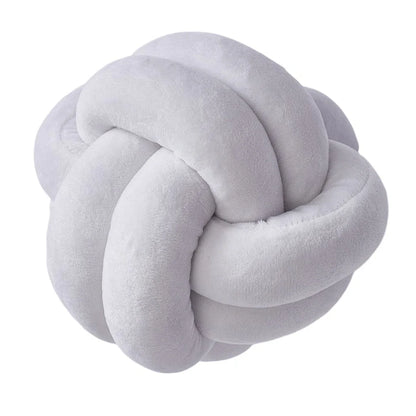 Knotted Plush Ball Design Round Throw Pillow in various colors and sizes
