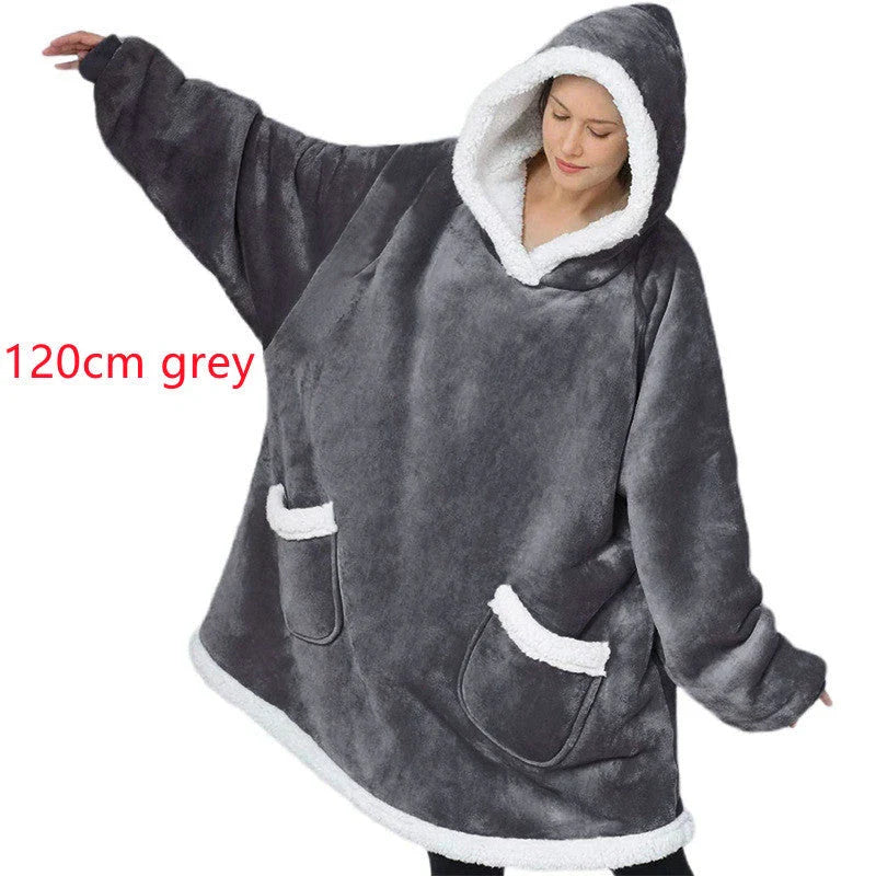 Cozy TV Blanket Hoodie in a variety of colors, featuring a plush polyester design with a front pocket and adjustable drawstring hood