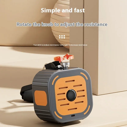 Adjustable power pump chest expander with orange resistance bands on grey background