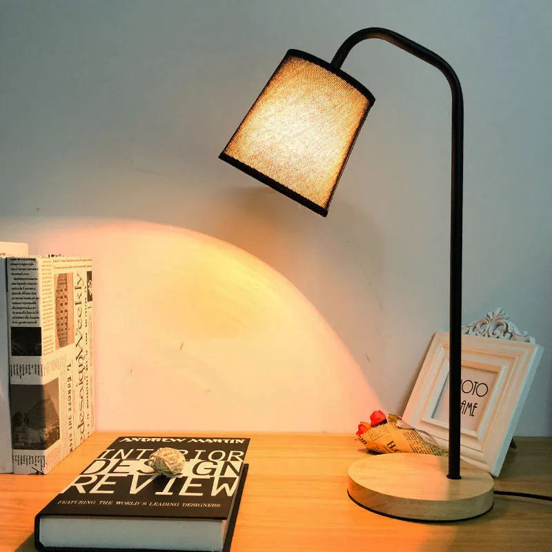 Modern Nordic style table lamp with LED light source and dimmer switch control for study environments