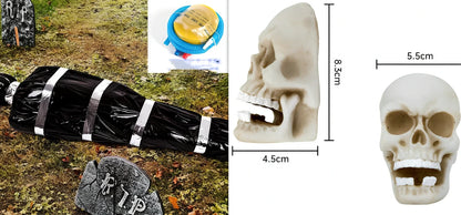 35×20×150cm black fake body bag horror prop with inflatable human body and accessory kit