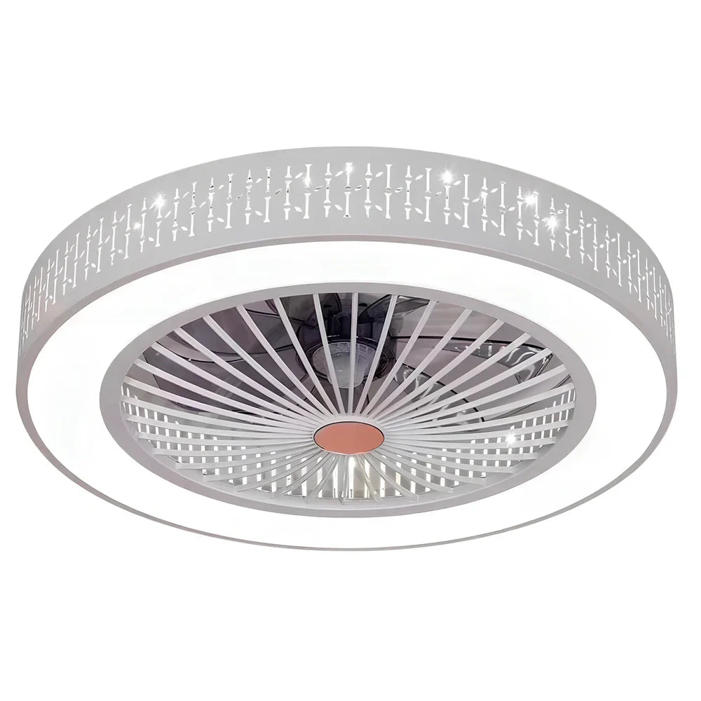 Ceiling fan light with decorative acrylic blades and integrated lighting, 56cm diameter