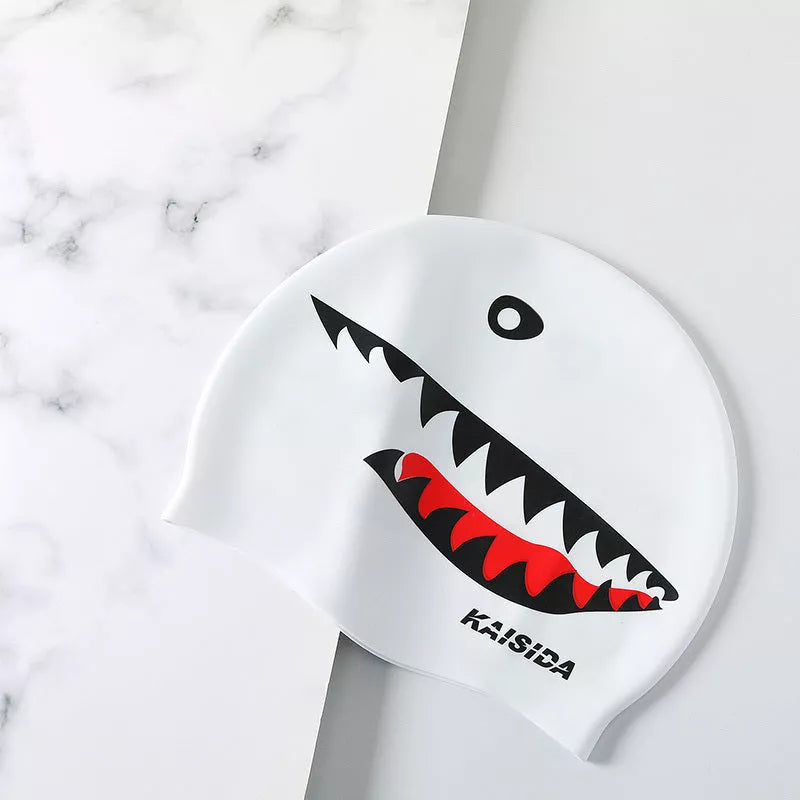 Printed silicone swimming cap in various colors for unisex swimmers