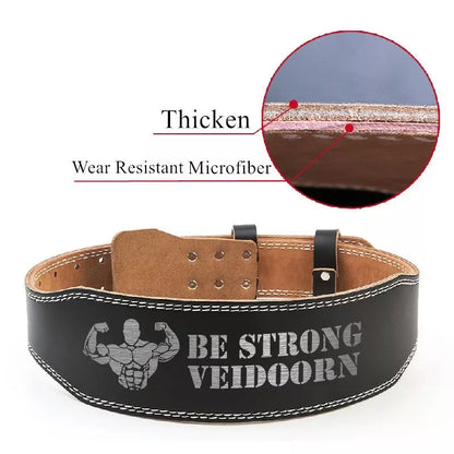 Adjustable cowhide fitness belt for weightlifting and core support