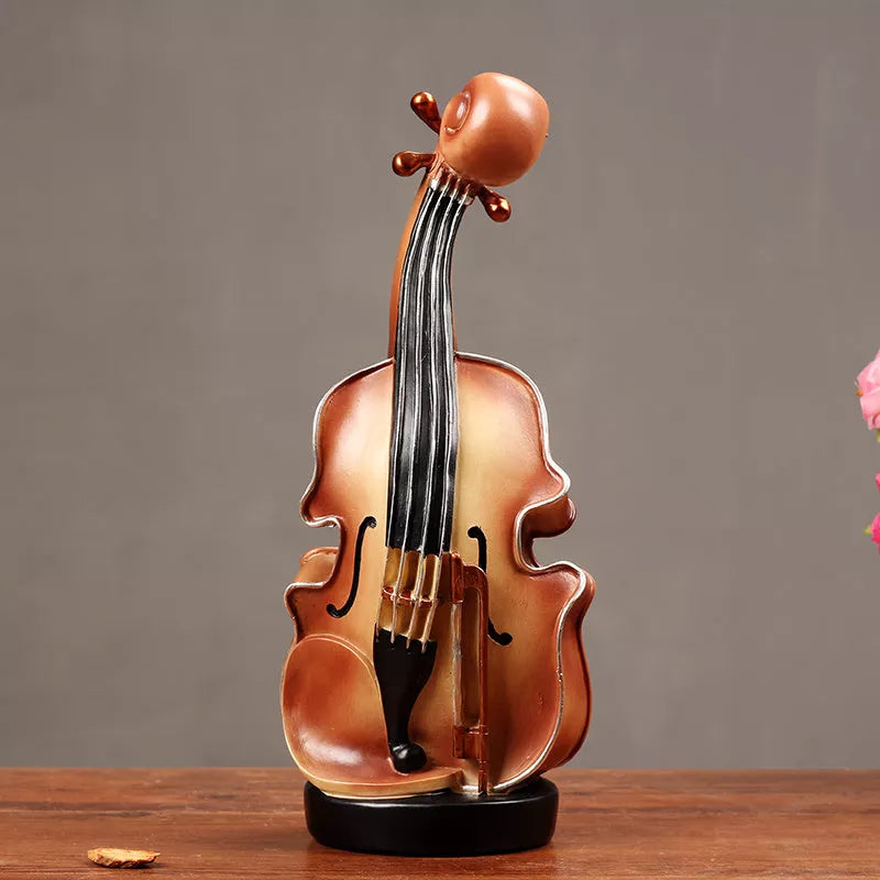 European style resin violin music box ornament for desktop decoration