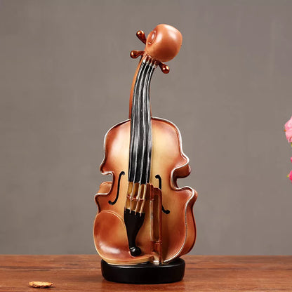 European style resin violin music box ornament for desktop decoration