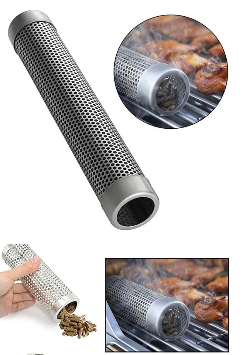 Premium stainless steel smoker tray holder in various shapes and sizes for backyard grilling and smoking