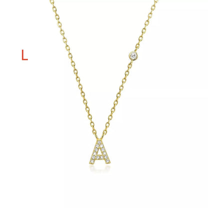 Custom Initial Necklace with sparkling CZ pendant, available in gold or silver finish