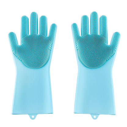 Silicone dishwashing gloves in multiple colors, high temperature resistant up to 320°F