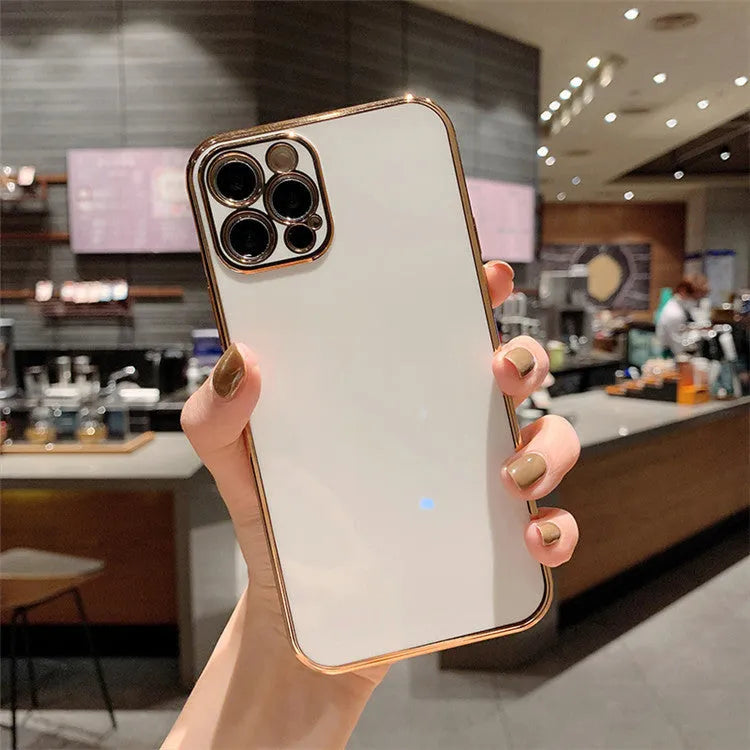 Luxury solid colour electroplated phone case for iPhone 13 with geometric graffiti design