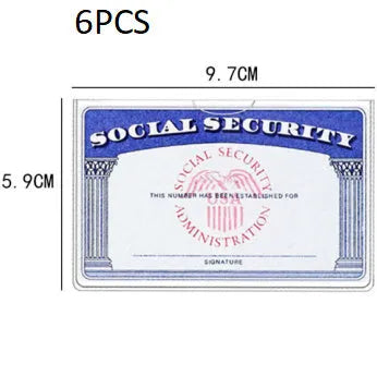 Clear PVC waterproof social security card holder showing size compared to a credit card.