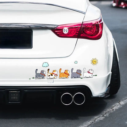Climbing cats car sticker showing five cats walking design on vehicle surface