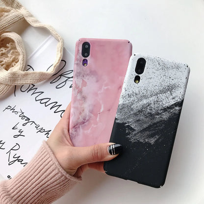 Black and pink painted hard PC phone cases for Honor and Huawei smartphones.