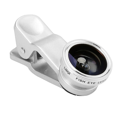 Mini camera lens clip attachment for mobile phones with wide-angle and macro lenses