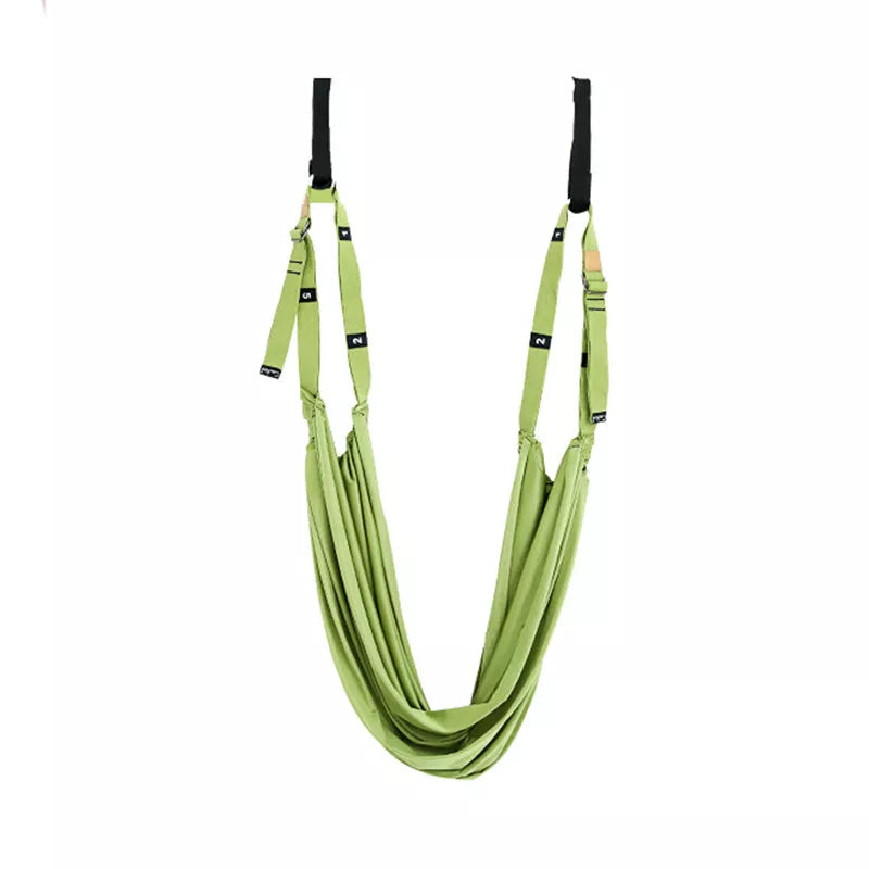 Adjustable yoga stretch belt in pink, green, or purple for full body workouts