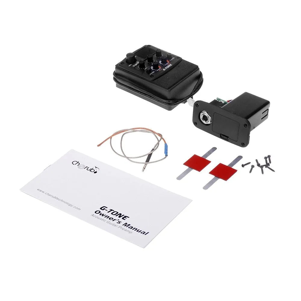 Cherub GT-6 black acoustic guitar soundhole pickup with EQ and effects knobs