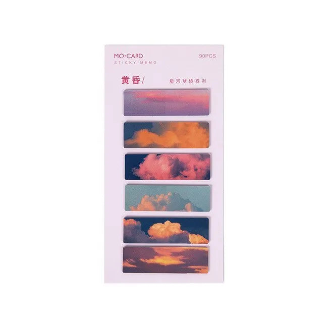 Night sky star index post-it notes set showing six celestial colour variations
