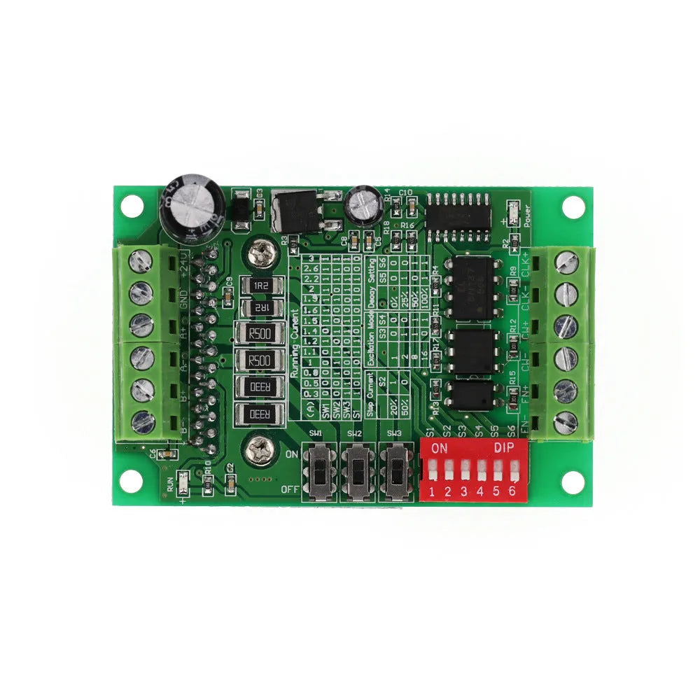 TB6560 stepper motor driver module on a circuit board with a large metal heat sink.
