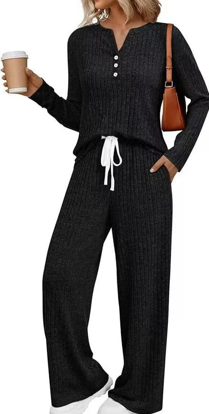 V-neck striped knit long coat with lace-up details and multiple pockets in light grey colour