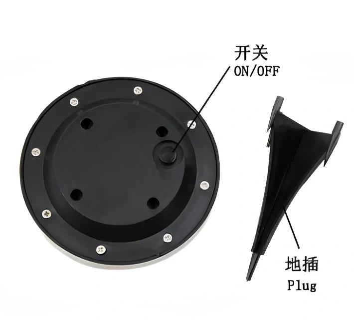 Stainless steel solar garden light with LED illumination for outdoor landscape lighting