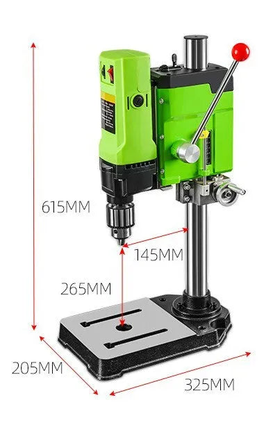 Mini bench drill milling machine with steel construction and chuck for drilling bits
