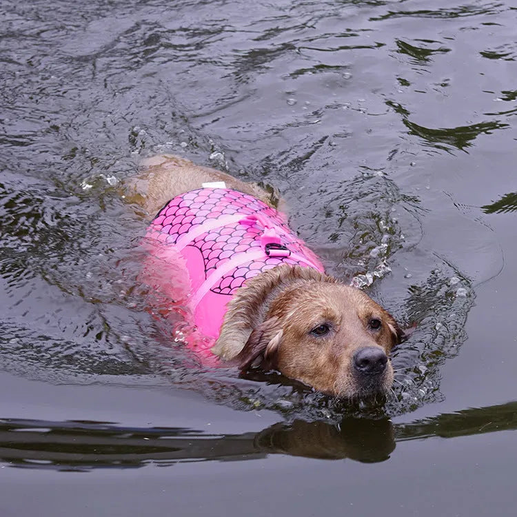 Polyester pet life jacket dog vest in Rose Red or Silver Grey, sizes XS S M L