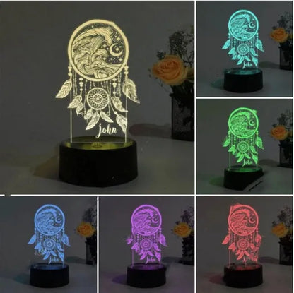 Custom Dream Catcher Night Lights III38 acrylic table lamp with remote control on a table