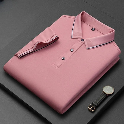 A man's mulberry silk short-sleeved T-shirt in a regular fit, shown in a light colour, highlighting its thin fabric.