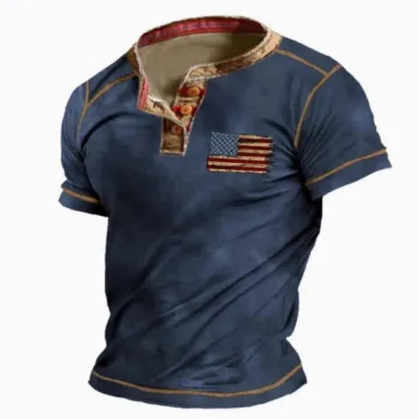Men's grey 3D print pattern short sleeve polo shirt with lapel collar on a mannequin.