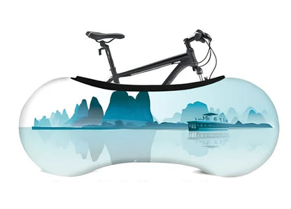 Bicycle protective cover made of 87% polyester and 13% cotton for indoor dust prevention on tyres